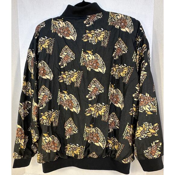 VINTAGE Adolfo Sport 80s 90s Bomber Jacket Unique PRINT’S For All SEASON! Sz.L - Picture 2 of 14